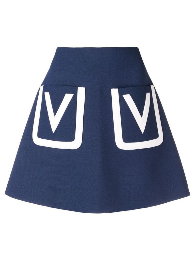 Valentino A-line V detail skirt - Blue