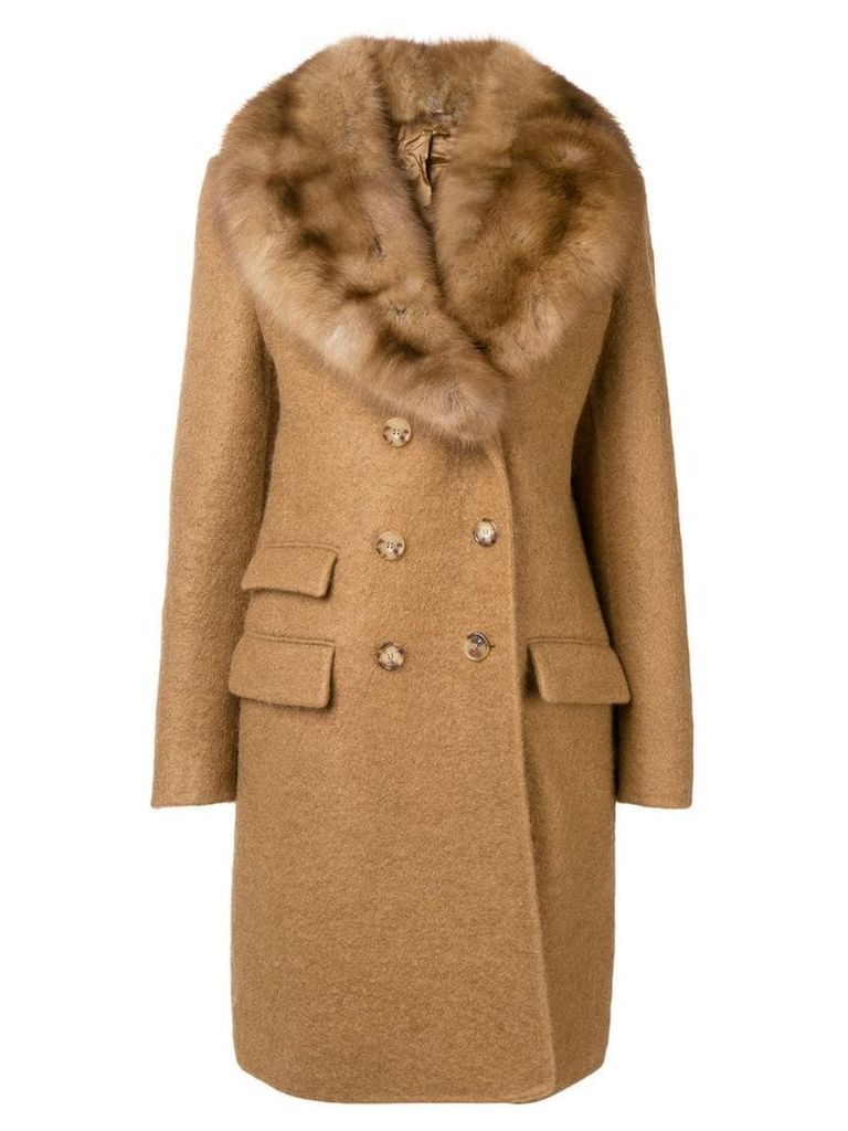 Ermanno Scervino double breasted fur coat - Neutrals