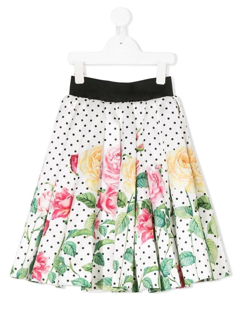 Love Made Love floral print full skirt - White