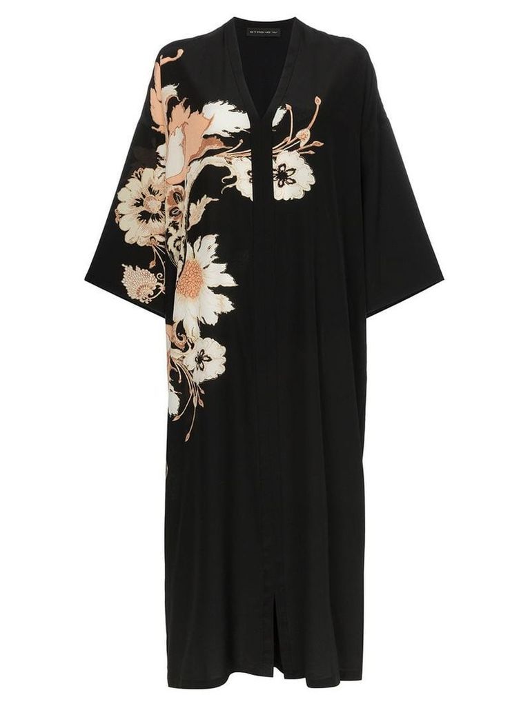 Etro V-neck floral print silk kaftan dress - Black