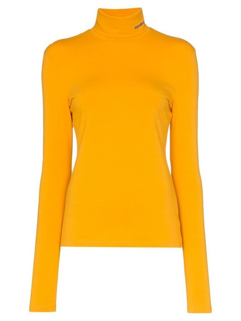 Calvin Klein 205W39nyc logo fitted cotton turtleneck top - Yellow