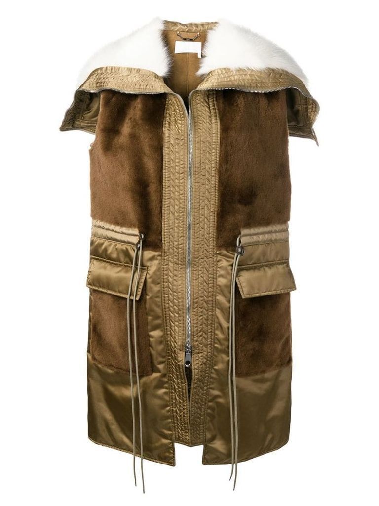 Chloé paneled sleeveless coat - Brown