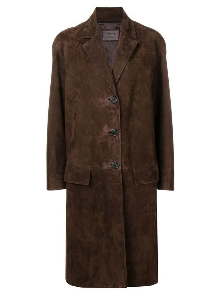 Prada single-breasted suede coat - Brown