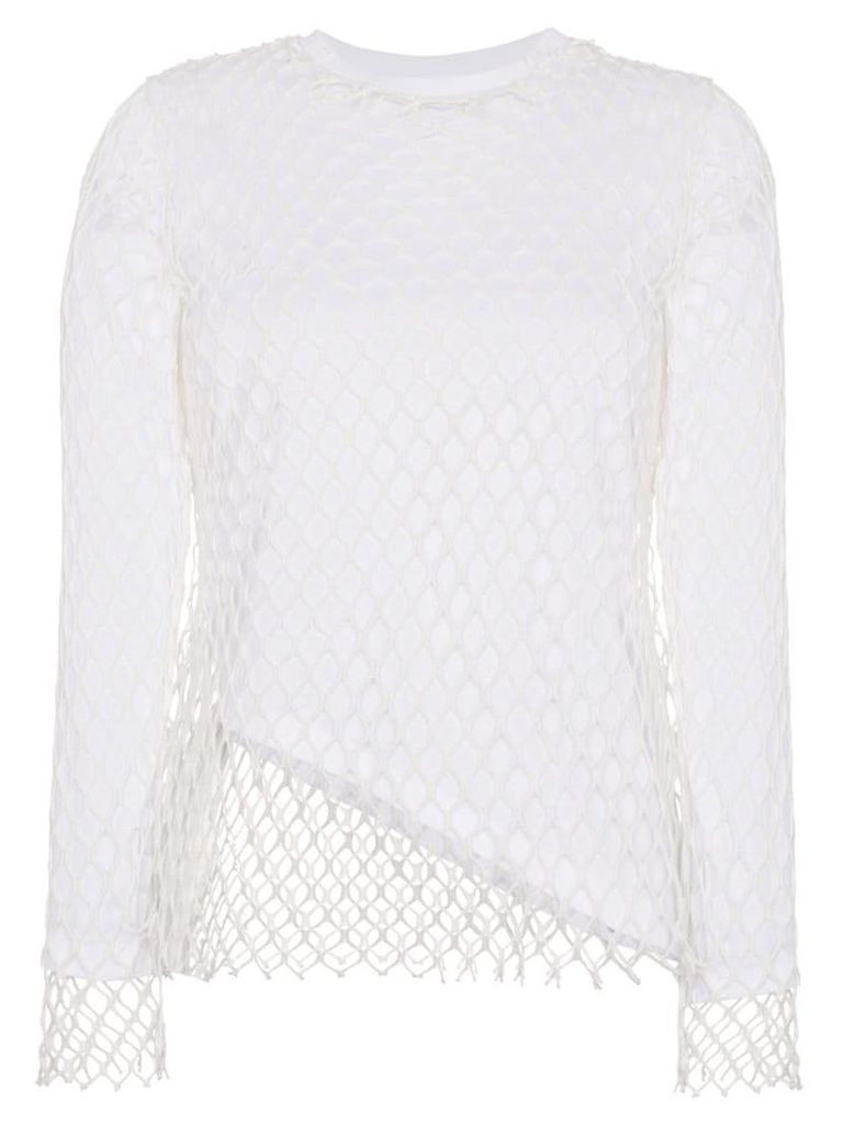 Marques'Almeida white net loose fit crew neck top
