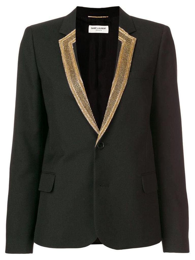 Saint Laurent embroidered-lapel blazer - Black
