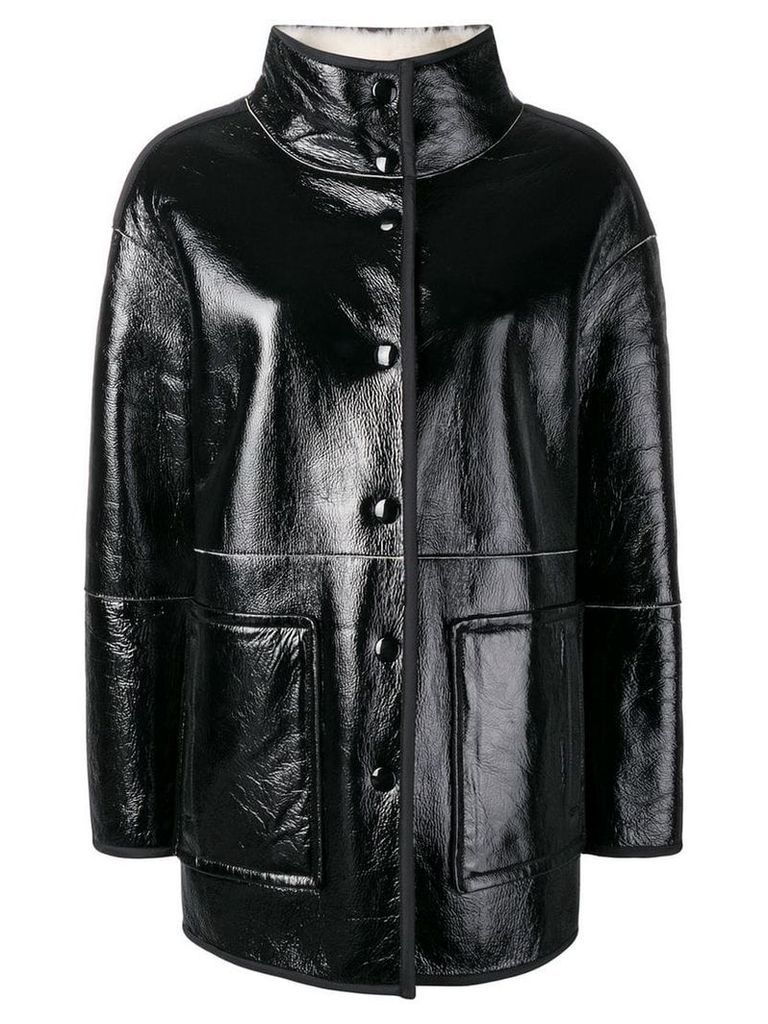 Yves Salomon short shearling coat - Black