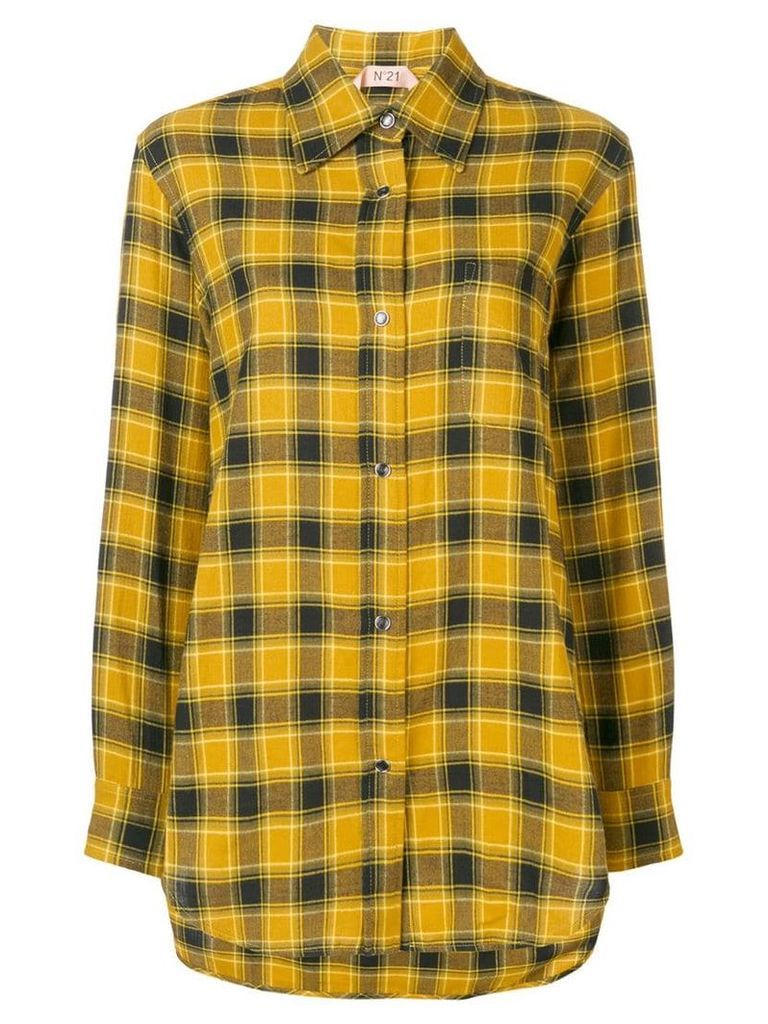 Nº21 fringed plaid flannel shirt - Yellow