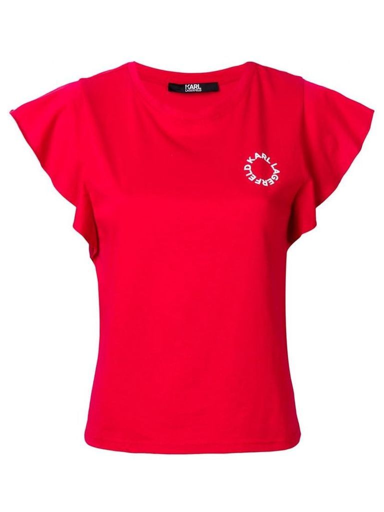 Karl Lagerfeld ruffle sleeve T-shirt - Red