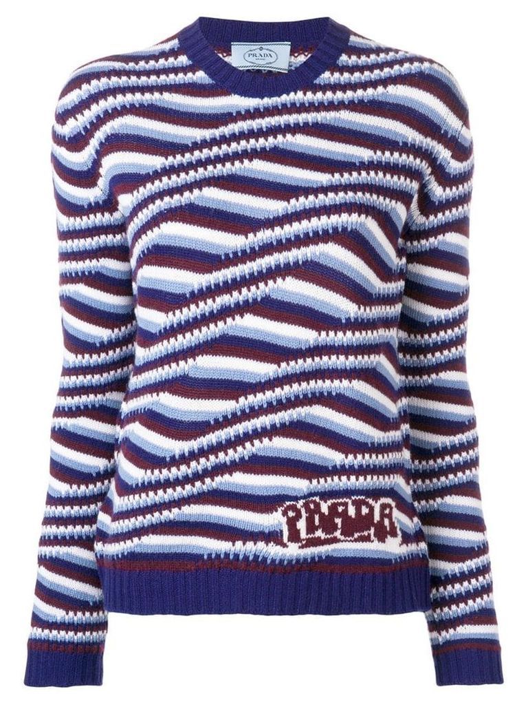 Prada cashmere geometric stripes sweater - Blue