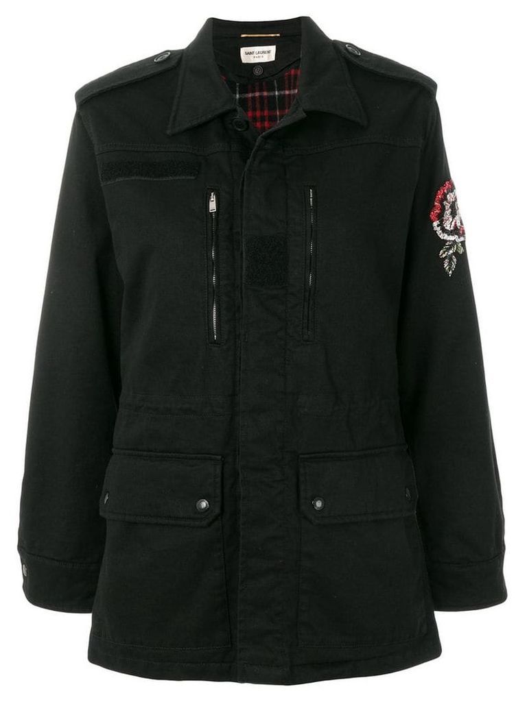 Saint Laurent zipped fitted coat - Black