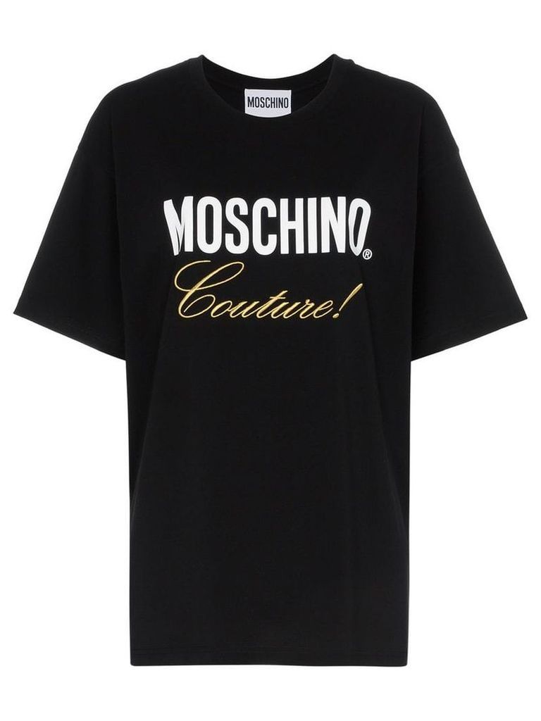 Moschino black embroidered couture logo cotton t-shirt