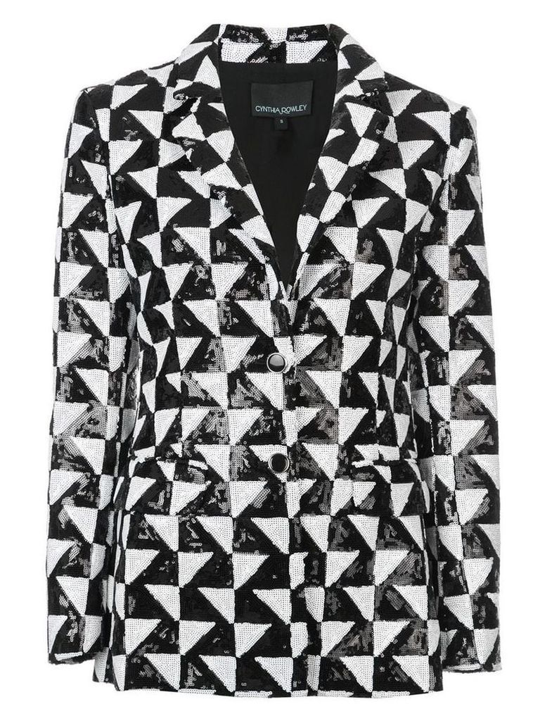 Cynthia Rowley illusion geometric sequin blazer - Black