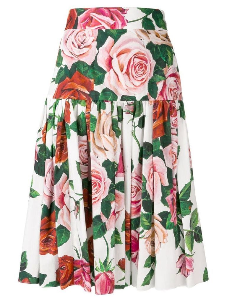 Dolce & Gabbana floral print pleated skirt - White