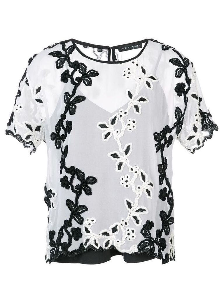 Josie Natori embroidered T-shirt - White
