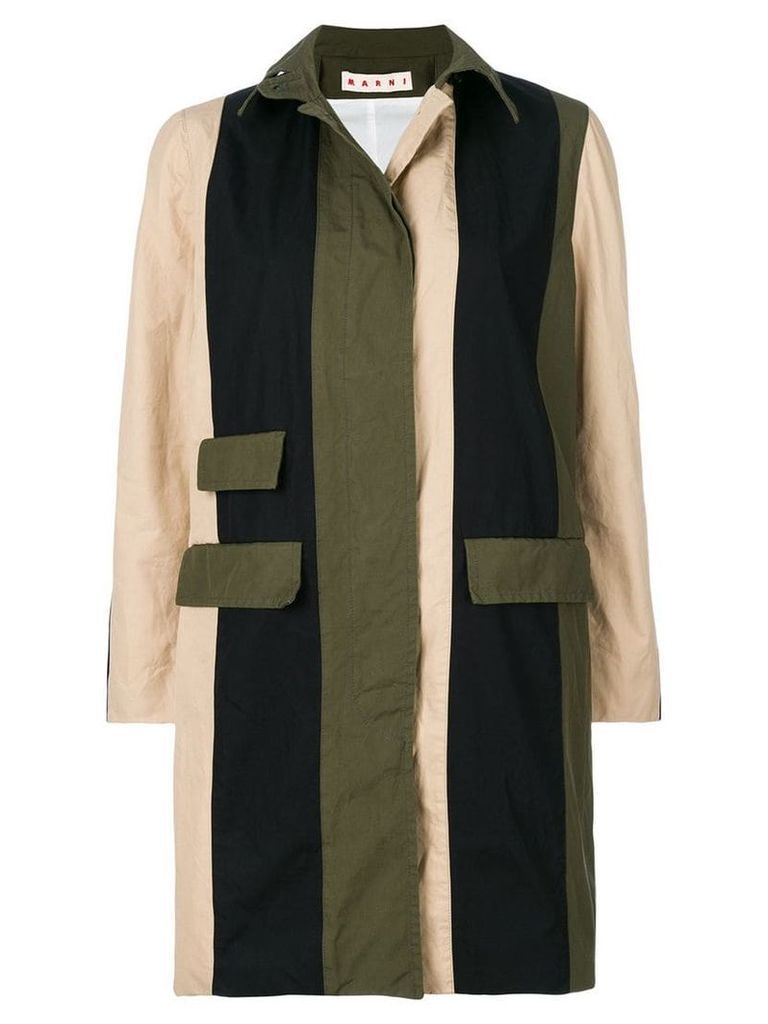 Marni military colour blocked trench - Green
