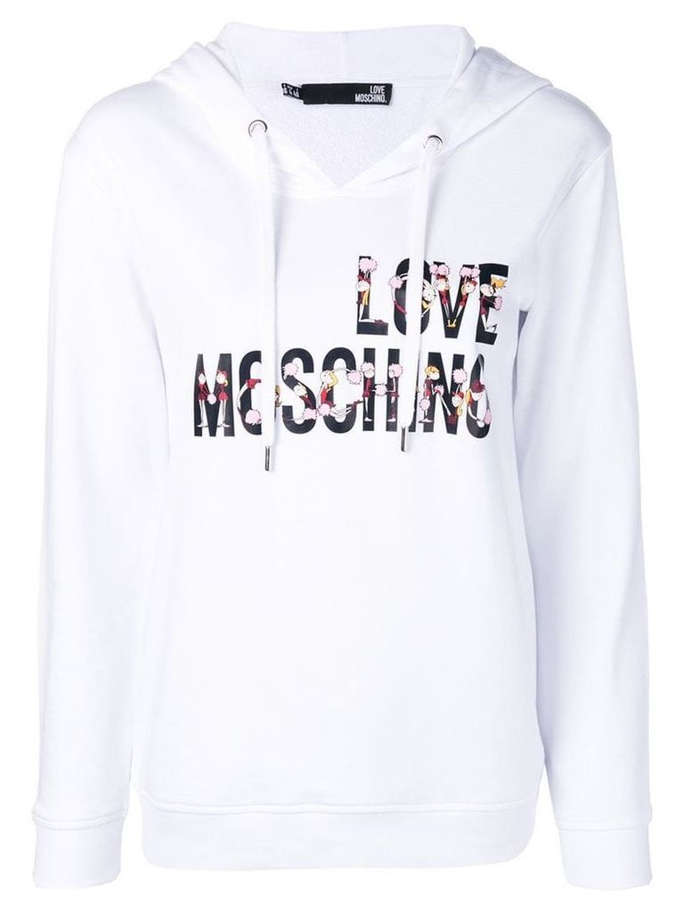 Love Moschino cheerleader logo hoodie - White