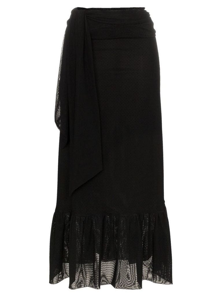 Ganni Addison stretch midi wrap skirt - Black