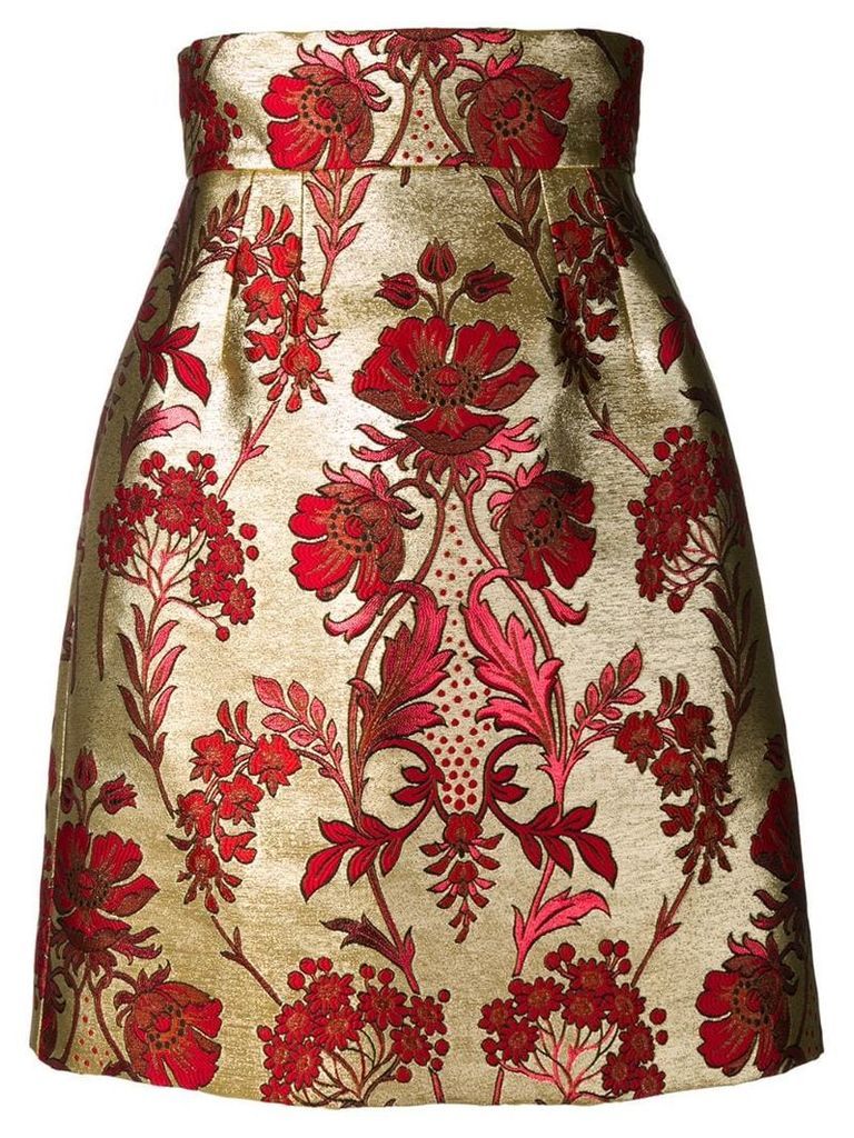 Dolce & Gabbana floral print midi skirt - Gold