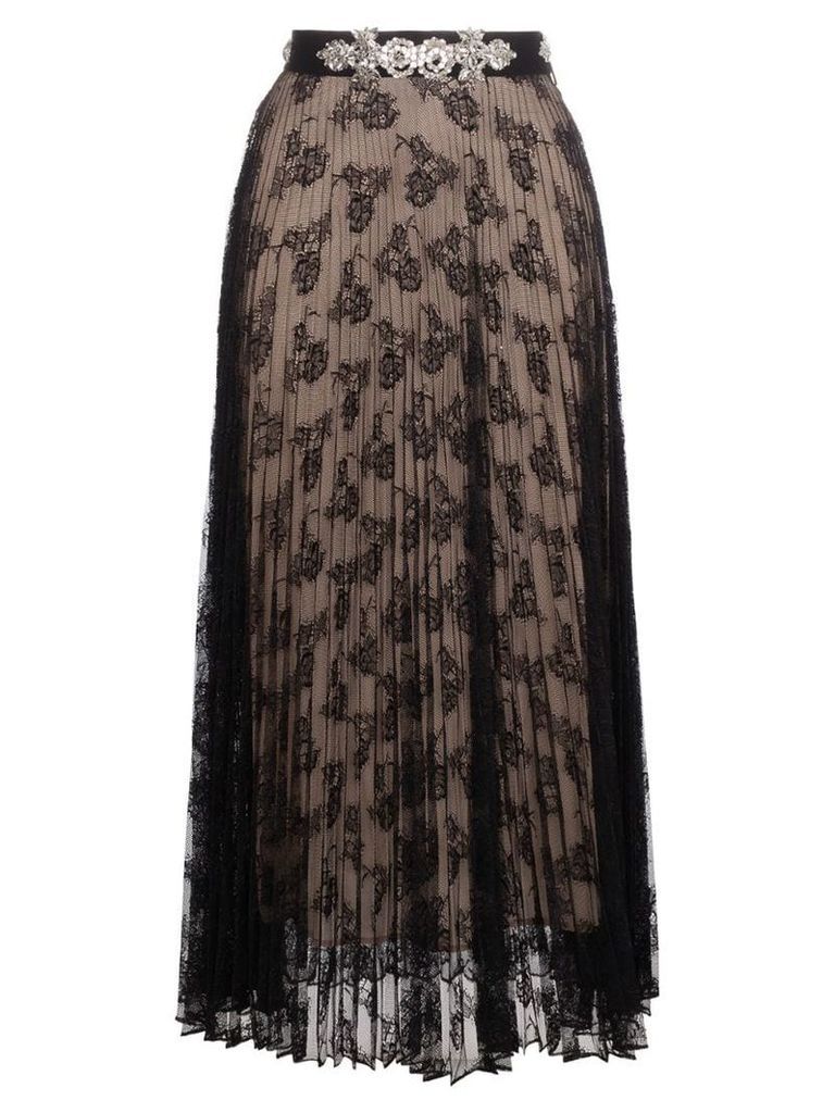 Christopher Kane pleated lace skirt with crystal - Black