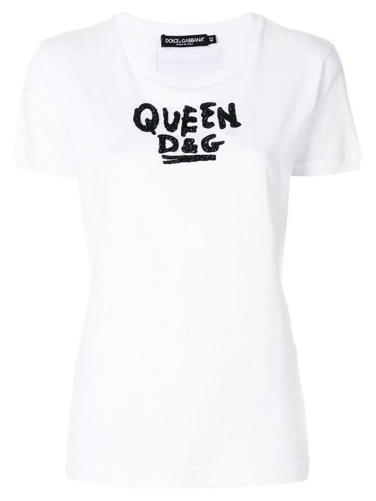 Dolce & Gabbana beaded slogan T-shirt - White