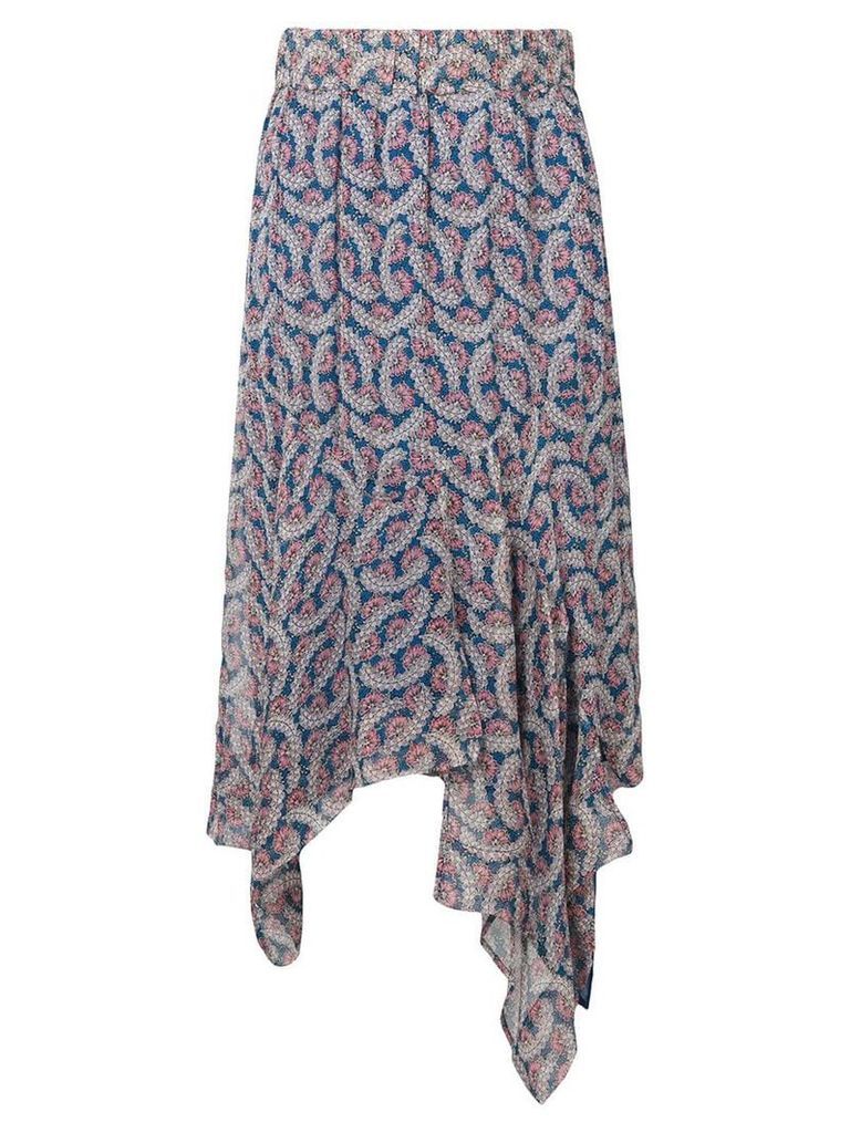 Isabel Marant Étoile sheer printed asymmetric midi skirt - Blue