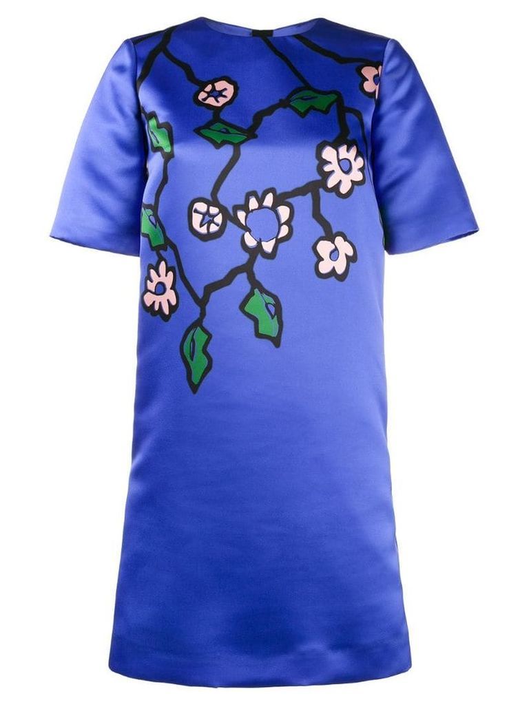 Marni satin floral print dress - Blue