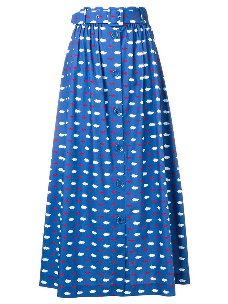 Vivetta lips and clouds printed skirt - Blue