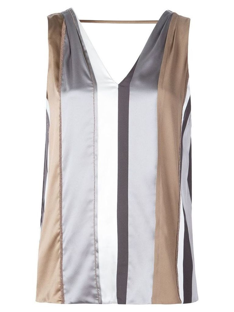 Brunello Cucinelli striped sleeveless top - Brown