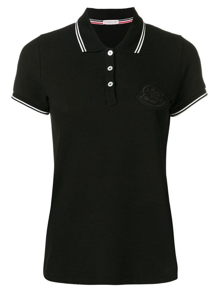 Moncler contrast-trim logo polo shirt - Black