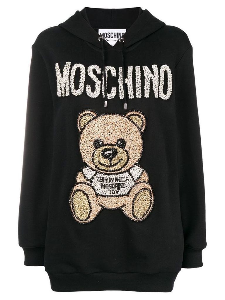 Moschino teddy bear embellished hoodie - Black