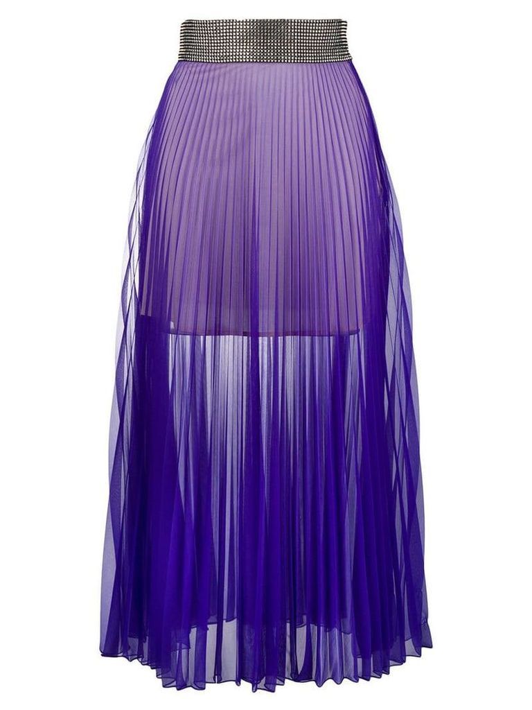 Christopher Kane crystal mesh pleated skirt - Purple