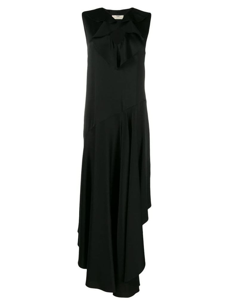 Fendi ruffle trim sleeveless maxi dress - Black