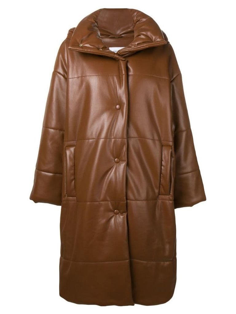 Nanushka long hooded jacket - Brown