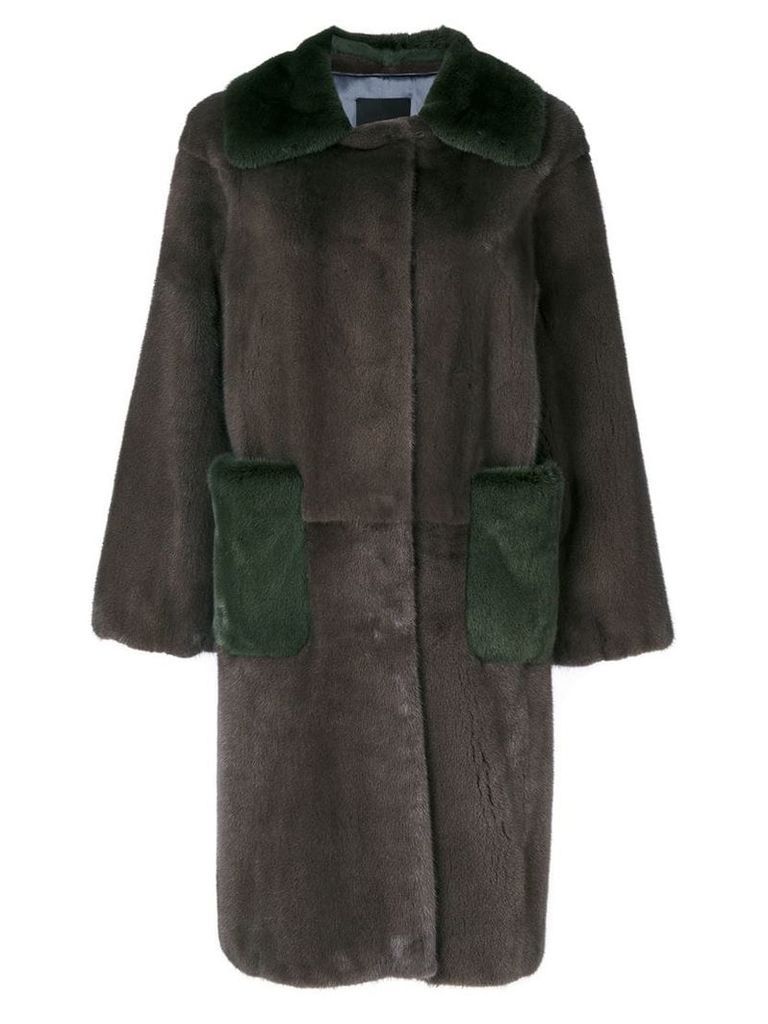 Liska oversized two-tone coat - Grey