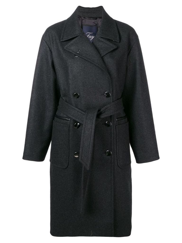 Fay belted double-breasted coat - Grey