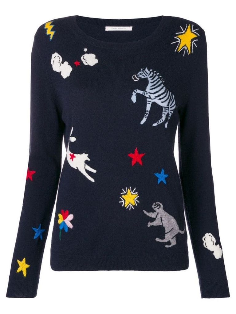 Chinti & Parker embroidered fitted sweater - Blue