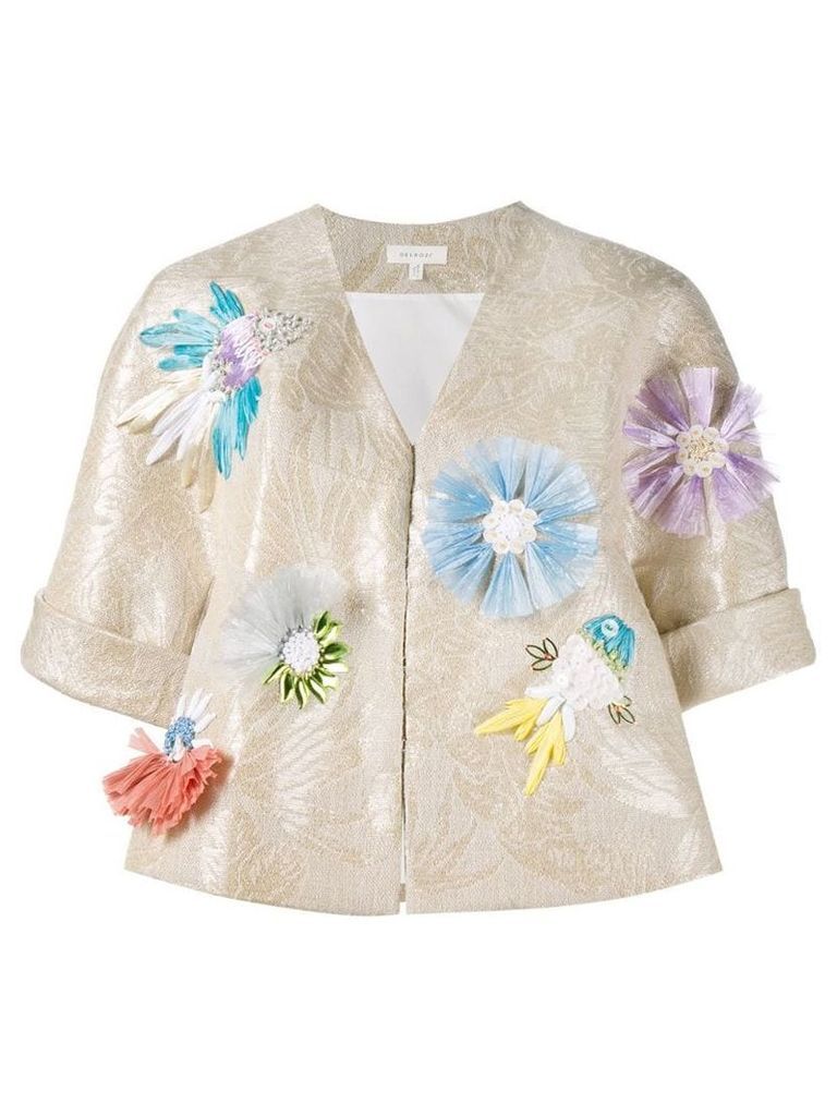 Delpozo appliquéd floral jacquard jacket - Neutrals