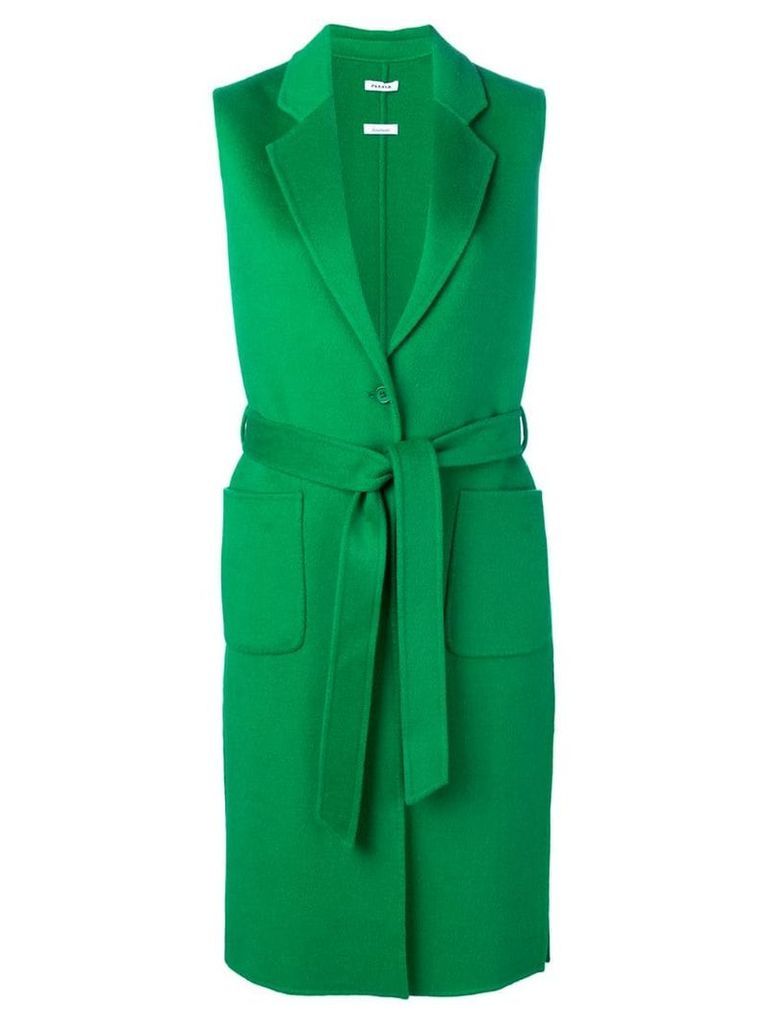 P.A.R.O.S.H. sleeveless belted coat - Green