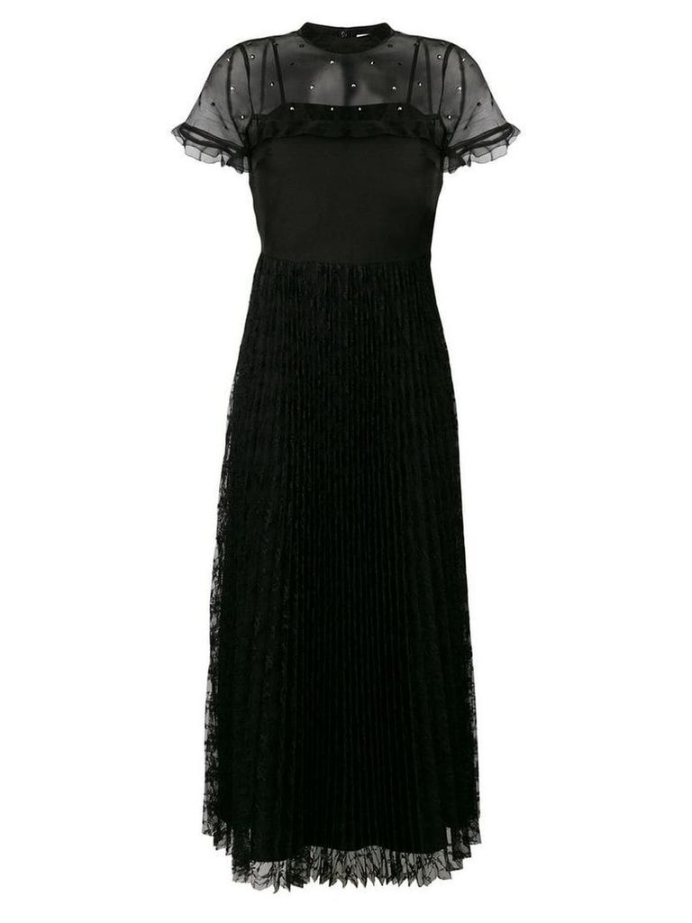 Red Valentino rhinestone organza and lace dress - Black