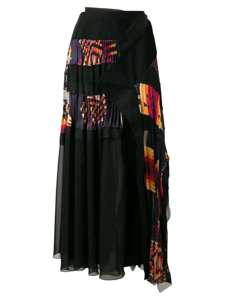 Sacai Navajo-style pleated wrap skirt - Black