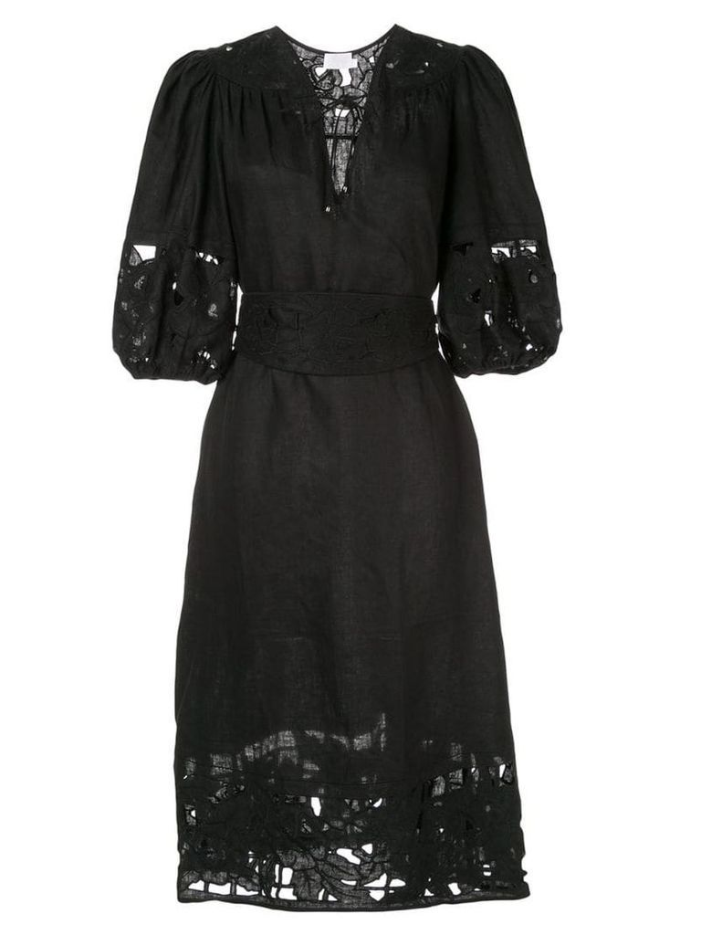 Zimmermann Juno embroidered yoke dress - Black