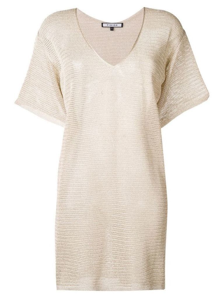 Fisico knitted shift dress - Gold