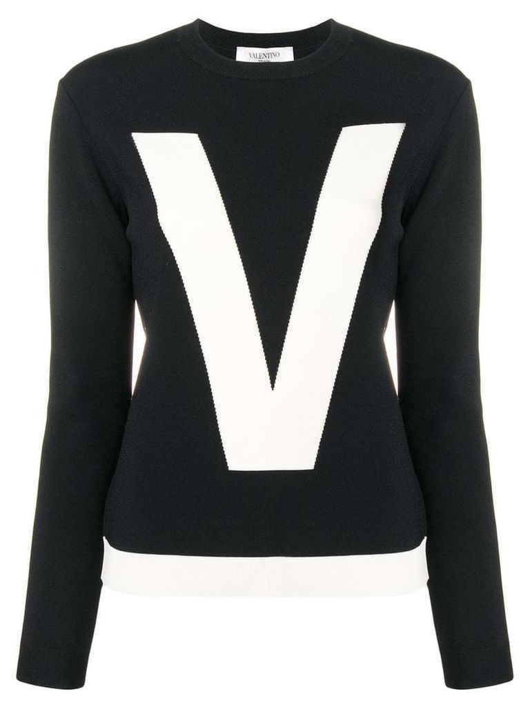 Valentino two-tone inlay logo jumper - Black