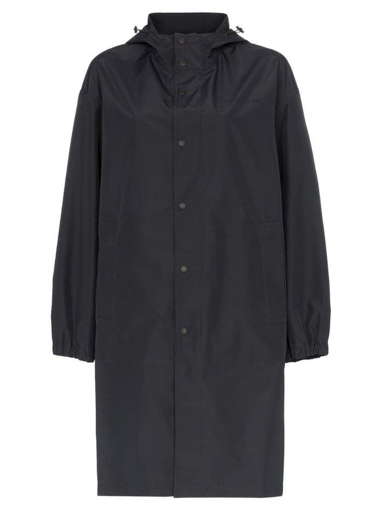 Helmut Lang tonal logo hooded raincoat - Black
