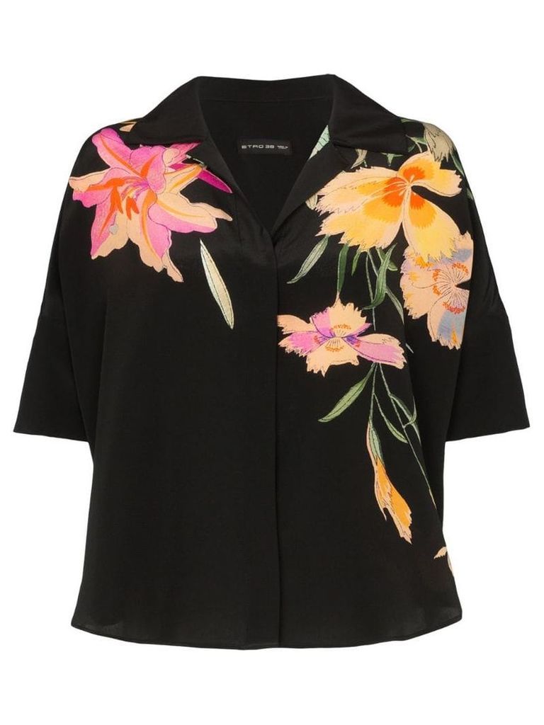 Etro floral print silk shirt - Black