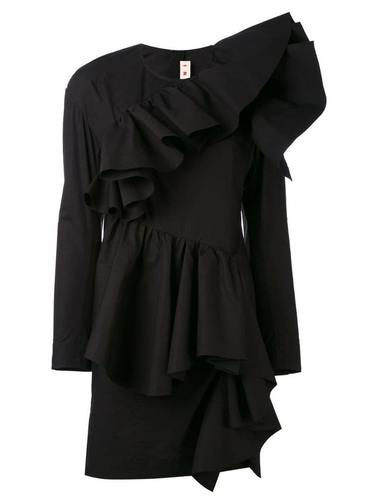 Marni ruffle front mini dress - Black