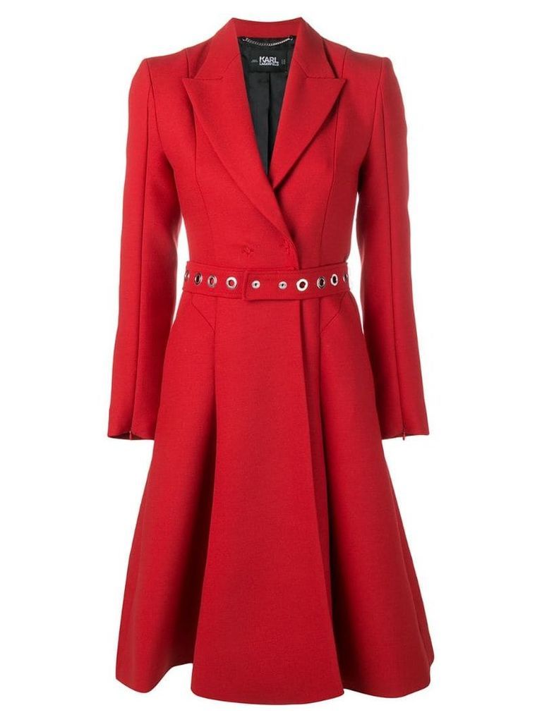 Karl Lagerfeld belted double-breasted coat - Red