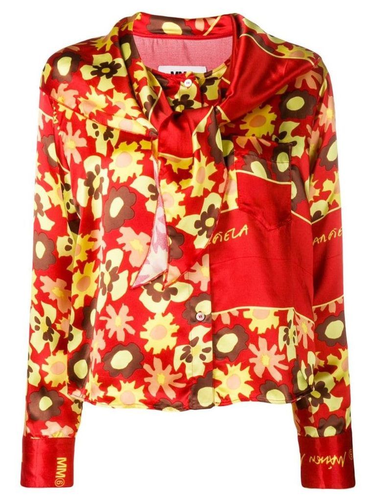 Mm6 Maison Margiela floral long-sleeve blouse - Red