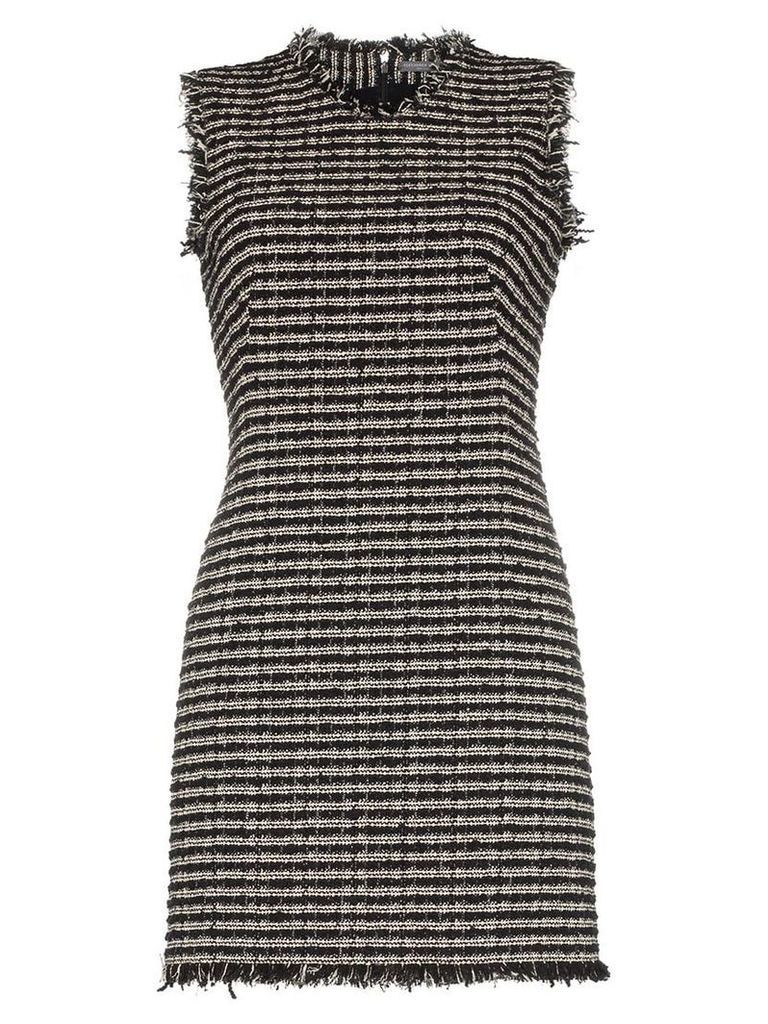 Alexander McQueen Sleeveless frayed edge tweed mini dress - Black