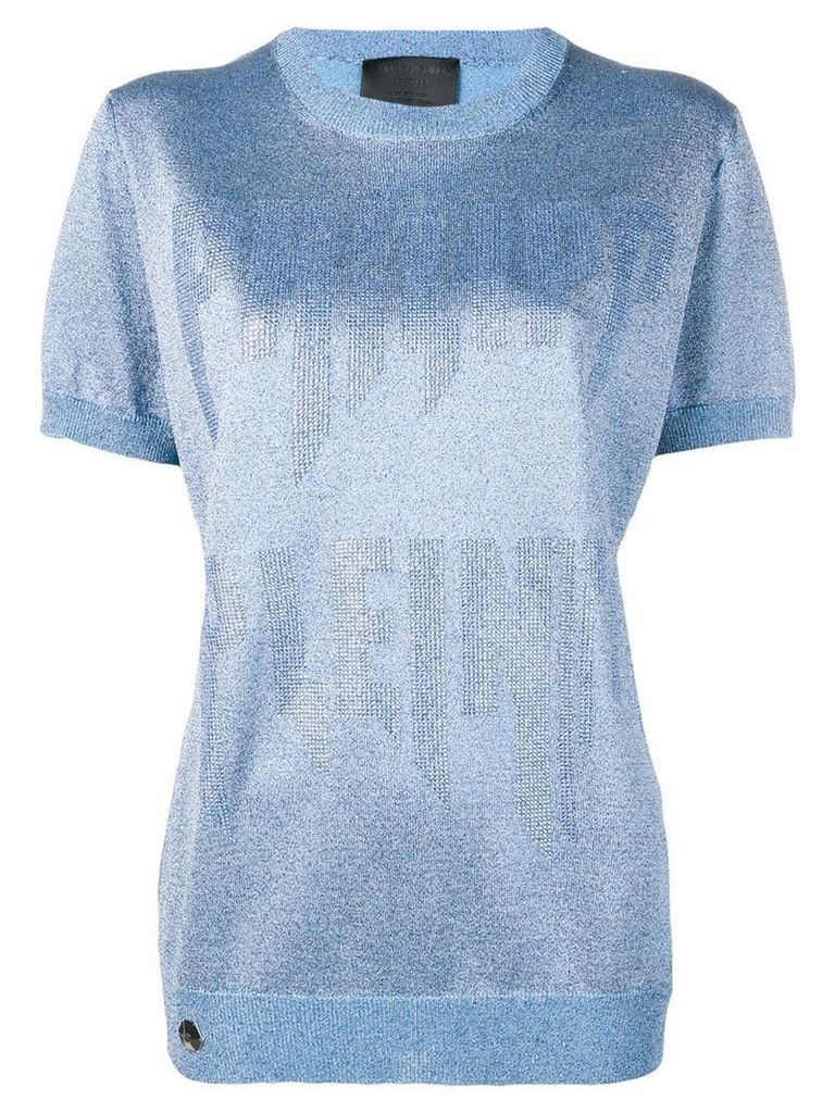 Philipp Plein logo embellished knitted top - Blue